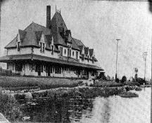 Photo of McAdam Railway Station circa 1905 taken before extensions; McAdam Historical Restoration Committee