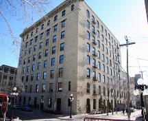 Secondary elevations, from the southwest, of the Marshall-Wells Building, Winnipeg, 2006; Historic Resources Branch, Manitoba Culture, Heritage, Tourism and Sport, 2006