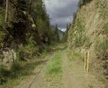 View of the Old Grand Trunk Pacific Rail Garde in the Yellowhead Pass, showing the vestiges of use by railway workers, 2005.; Jack Porter, Parks Canada Agency / Agence Parcs Canada, 2005.