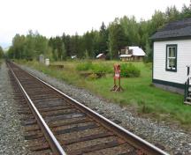 CN Railway at Dorreen, location of former GTP station in foreground and General Store in background; Regional District of Kitimat-Stikine, 2011